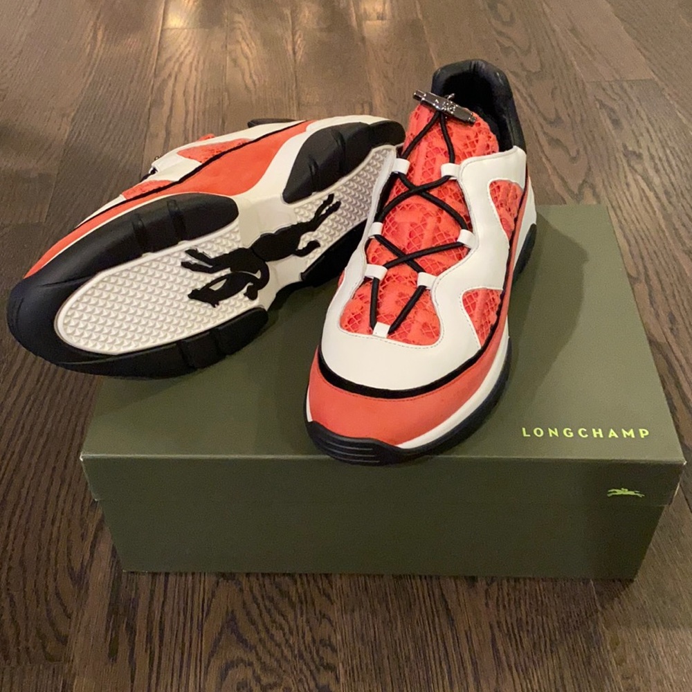 NIB Longchamp Exaggerated Platform Net Tennis Sneaker Copy - Picture 1 of 11